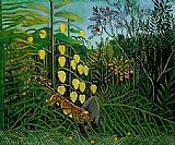 Henri Rousseau Canvas Paintings - The Jungle - Tiger Attacking a Buffalo